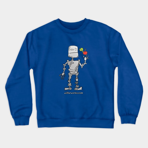 Confused Robot with Apple Crewneck Sweatshirt by witterworks